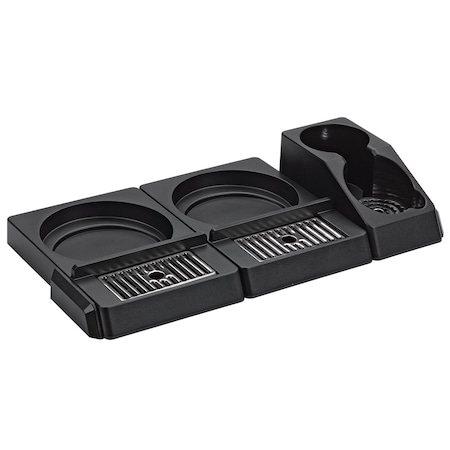 Service Ideas Modular Airpot Rack for 2 Airpots with Condiment Tray, Plastic, Black APD2BL